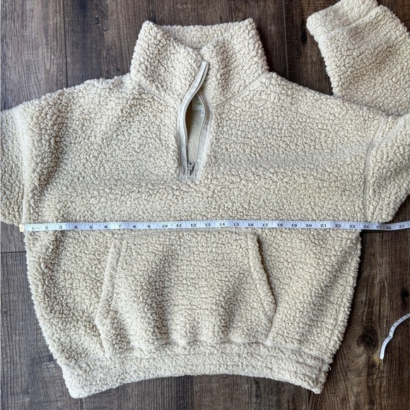 Aerie Offline Sherpa Cropped Quarter Zip Soft Oat Women's Size M - Picture 9 of 10